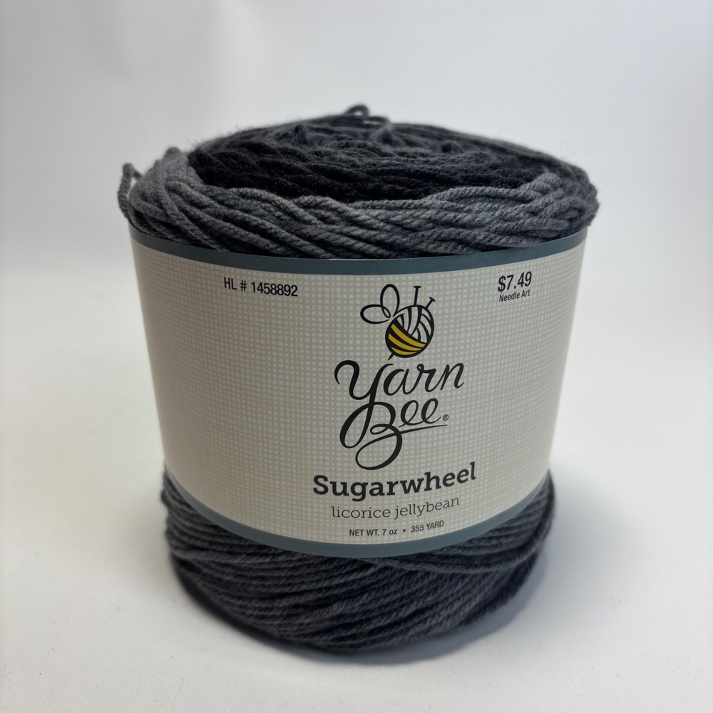 Yarn Bee Sugarwheel Yarn Licorice Jellybean 7oz‎ Grey Black New Acrylic Cake
